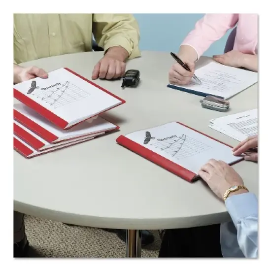 Smead Poly Report Cover Tang Clip Letter 1/2" Capacity Clear/Red 25/Box 87461 image {2}