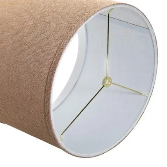 ALUCSET LLA-S1908 Soft Linen Burlap Drum Lampshades w/ Harp Support & Spider Mode Installation for Table Lamps and Floor Lights, Set of 2, Light Brown image {3}