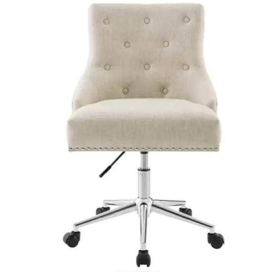 Regent Swivel Upholstered Fabric Office Chair Beige - Modway image {4}