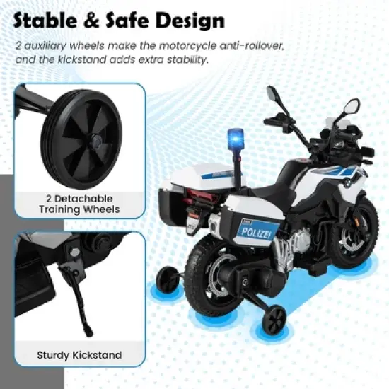 Costway 12V Kids Ride On Licensed BMW  Motorcycle  Dirt Bike with Light & Music White image {5}