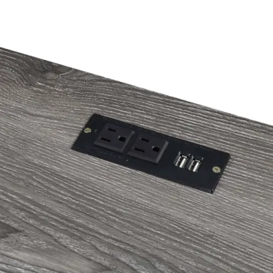 47" Monterey Desk with Charging Station Weathered Gray/Black - Breighton Home image {4}