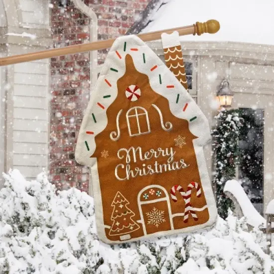Briarwood Lane Christmas House Flag 40x28 For Outdoor Gingerbread House Burlap For Christmas House Flag image {3}