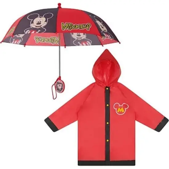 Mickey Mouse Boys Umbrella with Matching Raincoat Set, Kids Ages 2-7 image {7}