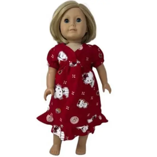 Doll Clothes Superstore Size 4 Matching Girl And Doll Red Kitty Nightgowns image {3}