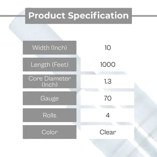 PSBM 10" x 1000' Cast Extended Core Pallet Stretch Wrap Clear Film 4 Rolls 1000 FT image {2}