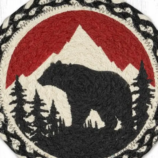 Earth Rugs Bear Mountain Round Trivet &ndash; 10" Rustic Wildlife Jute Hot Pad for Lodge & Cabin Decor image {2}