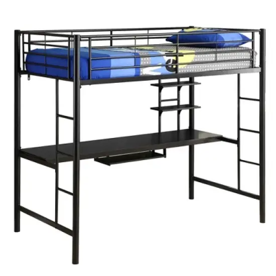 Twin Analise Metal Loft Bed with Wood Desk - Saracina Home image {6}