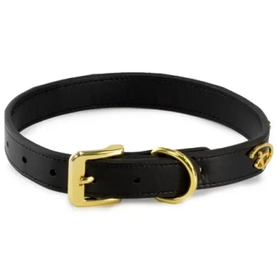 Buckle-Down Vegan Leather Dog Collar - Disney Black with Gold Cast Signature D Logo Embellishments image {7}