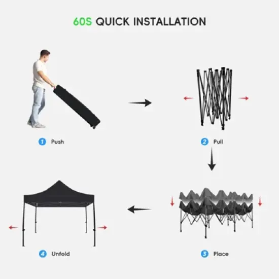 10x10 Ft Pop Up Canopy Tent, Portable Heavy Duty Canopy with Wheeled Carry Bag, 4 Sandbags, UV Protection, Waterproof Canopy for Outdoor Parties image {4}