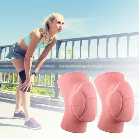 Unique Bargains Sporting Protective Knee Pad Breathable Flexible Knee Support Compression Sleeve Brace for Football Volleyball 1 Pair image {5}