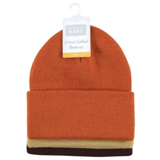 Hudson Baby Family Knit Cuffed Beanie 3pk, Rust image {1}