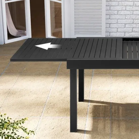 Crestlive Products Modern Aluminum Outdoor Dining Table Expandable Patio Dining Table for 4-6 People Outside image {5}