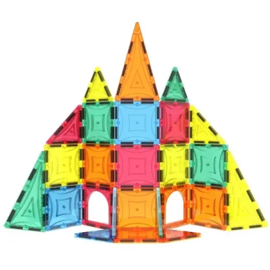 Mag Genius - 26 pieces of Mathematically Shaped Colorful and Transparent Magnetic Building Tiles - Beginners and Traveling Play Set image {2}