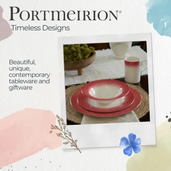 Portmeirion Potter's Mist Oatmeal Bowls (Set of 4) - Elegant Earthenware - Microwave & Dishwasher Safe Bowls, Handcrafted Stackable Bowl (Red Mist) image {6}