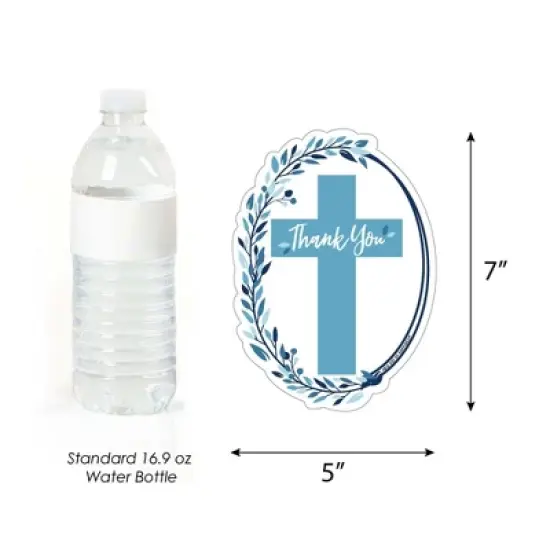 Big Dot of Happiness Blue Elegant Cross - Shaped Thank You Cards - Boy Religious Party Thank You Note Cards with Envelopes - Set of 12 image {4}