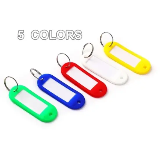 Unique Bargains Plastic Split Ring ID Label Tags Keyrings Blue Yellow Green White Red 50 Pcs image {7}