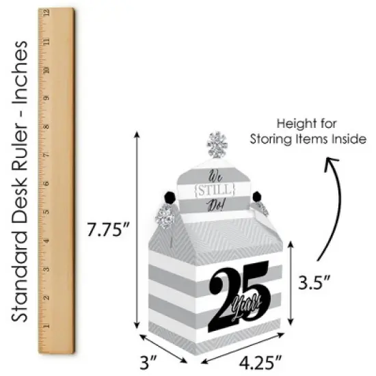 Big Dot of Happiness We Still Do - 25th Wedding Anniversary - Treat Box Party Favors - Anniversary Party Goodie Gable Boxes - Set of 12 image {5}