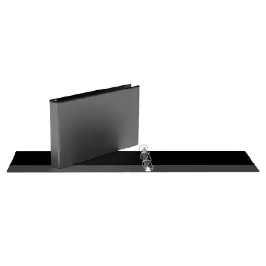 Easyview 2pk Premium 1.5" Angled D-Ring Binder 11" x 17" Black: Polypropylene, 350 Sheet Capacity, Hard Cover image {1}