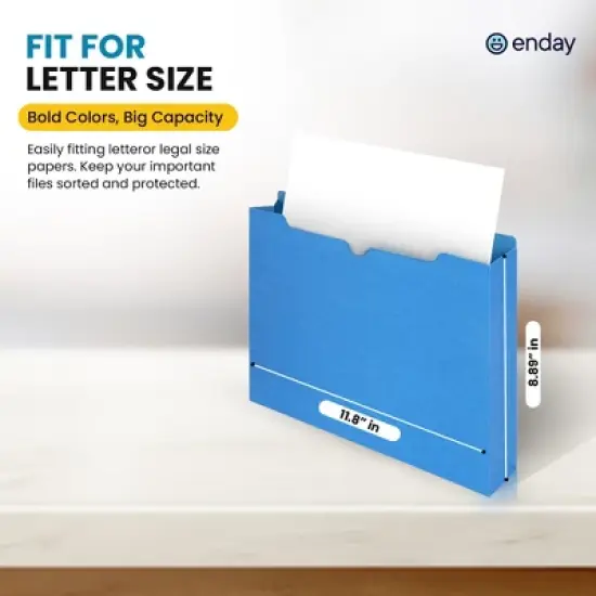 Enday 2 Inch File Jackets (25 Pack) - Assorted Colors Expandable File Folders - Straight Cut Tab - Letter Size image {1}
