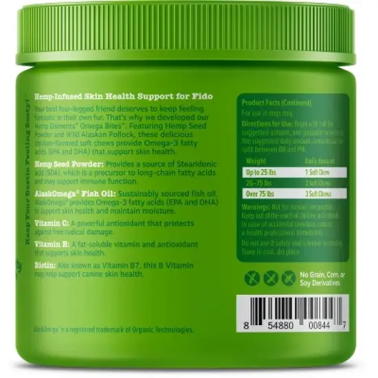 Zesty Paws Hemp Elements Omega for Skin Health Soft Chews for Dogs - Chicken Flavor - 90ct image {2}