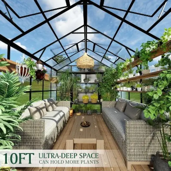 AMERLIFE Polycarbonate Greenhouse, Aluminum Frame with Vents, Rain Gutter image {2}