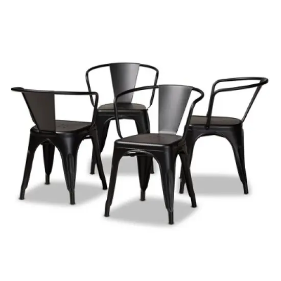 4pc Ryland Metal Dining Chair Set - Baxton Studio image {5}