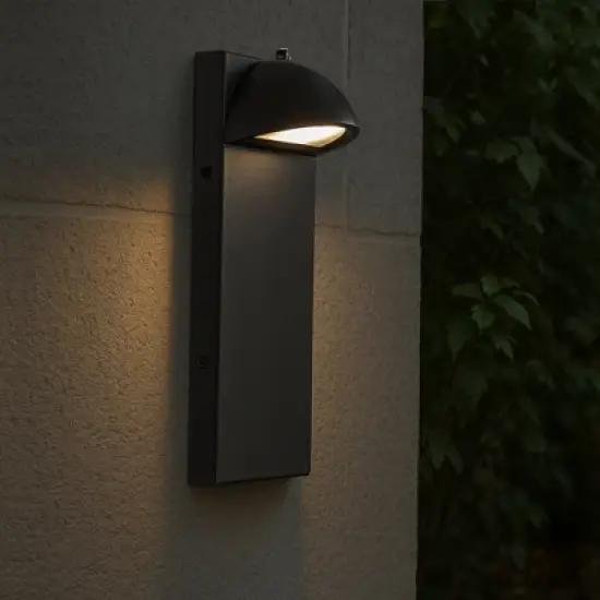 ALOADECOR H11 in. Modern Outdoor Integrated LED Wall Light with Dusk-to-Dawn Sensor Black Exterior Sconce with Frosted Glass for Entryway(&uml;2 Pack) image {7}