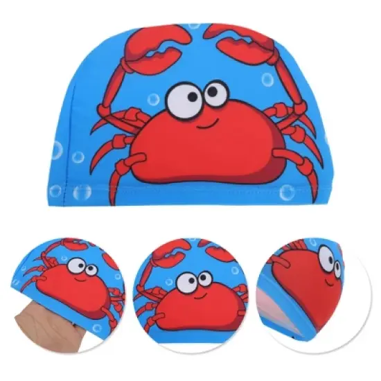 Unique Bargains Kid's Polyester Cartoon Pattern Swim Cap Blue Red 1 Pc image {2}