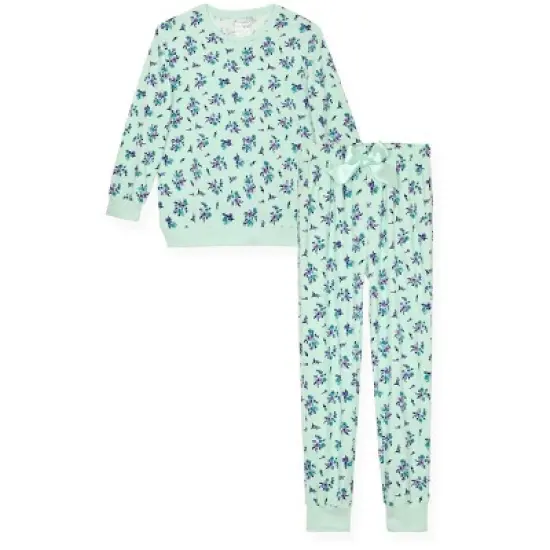 Sleep On It Girls 2-Piece Velour Pajama Set - Floral image {5}