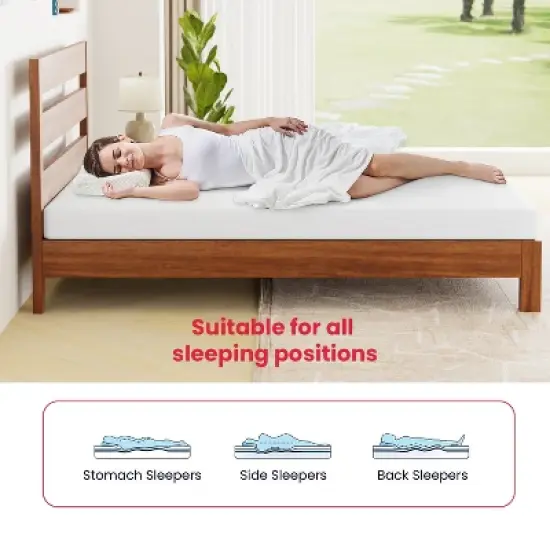 FDW 5 inch Green Tea Cooling Gel Memory Foam Mattress & Marbling on Normal Foam, CertiPUR-US Certified, Bed-in-a-Box,Pressure-Relieving Design image {4}