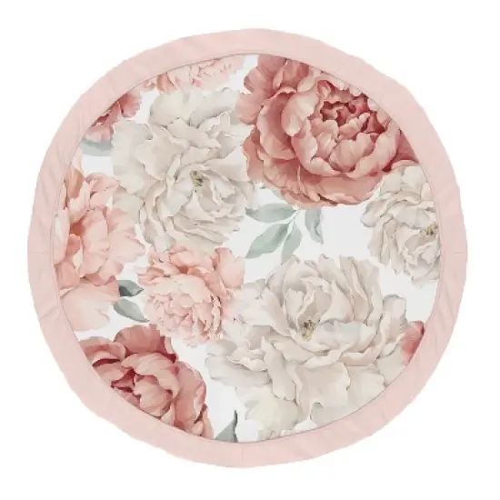 Sweet Jojo Designs Girl Baby Tummy Time Playmat Peony Floral Garden Pink and Ivory image {4}