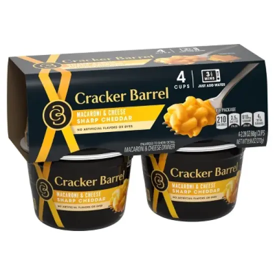 Cracker Barrel Sharp Cheddar Mac and Cheese Cups Dinner - 9.56oz/4ct image {8}