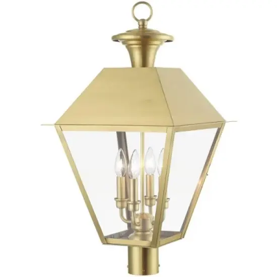 Livex Lighting Wentworth 4 - Light Post Light in  Natural Brass image {3}