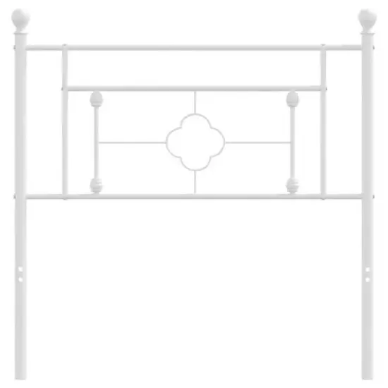vidaXL Modern Metal Headboard, Robust Steel, Easy Assembly, White, Twin image {2}