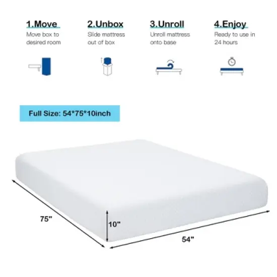 Costway Twin\Full\Queen\King  Size 10''  Foam Mattress Jacquard Medium Firm Bed-in-a-Box Bed Room W/Removable Cover image {3}