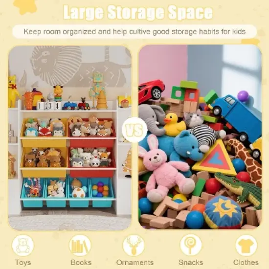 GustoWave Toy Storage Organizer with 8 Toy Bins, 54.7" Wide Toddler Bookcase Storage Cabinet, Toy Organizers and Storage, Kids Bookshelf and Bookcase image {5}