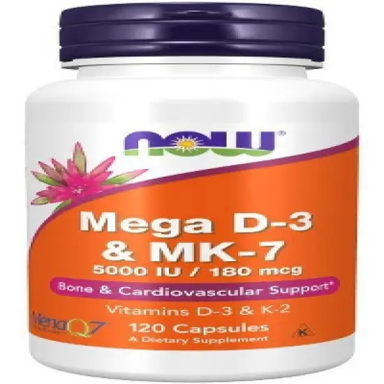Mega D-3 & MK-7 by Now Foods  -  120 VegCap image {2}