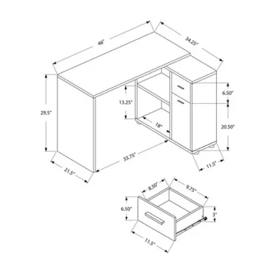 60" Computer Desk with Storage Cabinet - EveryRoom image {3}