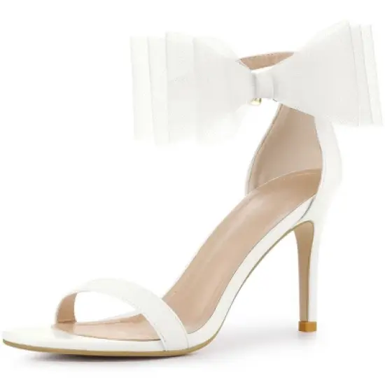 Perphy Women's Open Toe Ankle Strap Bow Tie High Heels Stiletto image {6}