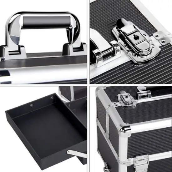 Yaheetech 4-In-1 Aluminum Rolling Cosmetic Makeup Train Cases image {3}
