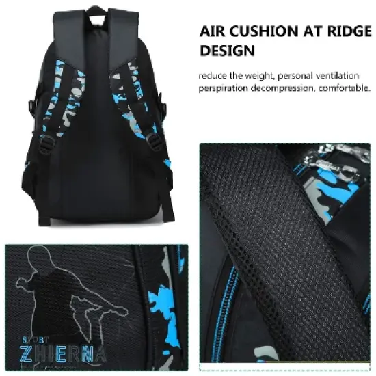 School Backpack for Boys Cool Camouflage Bookbags with Lunch Box Pencil Case 3pcs for Middle School image {5}