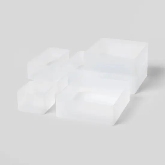 6pc Plastic Drawer Organizer Clear - Brightroom&trade;: Desk & Office Organization Set, Clear Desk Drawer Organizers image {2}