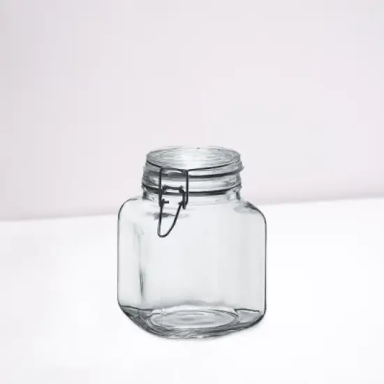 Amici Home Glass Hermetic Preserving Canning Jar Italian, Airtight Clamp Lids, Kitchen Canisters for Flour, Cereal, Coffee, Pasta, 2-Piece, 58 oz. image {3}