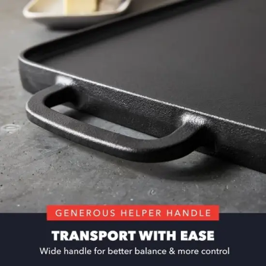 Bobby Flay Double Burner Cast Iron Reversible Griddle with Dual Handles image {7}