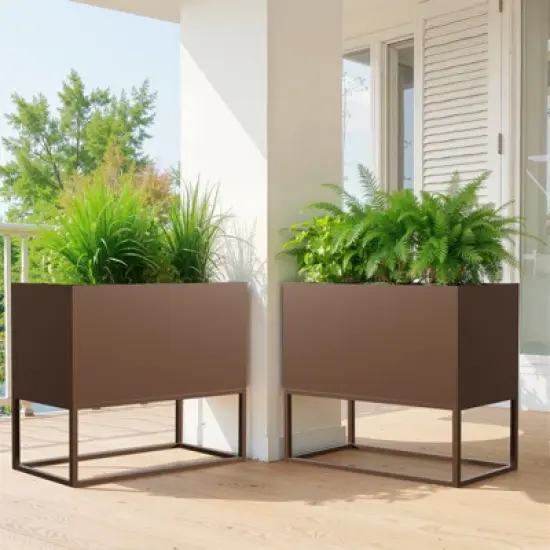 Wooakway Outdoor/Indoor/Decor Metal Elevated Raised Garden Bed Planter Box Planter Pots Cachepot Nursery Pot image {10}