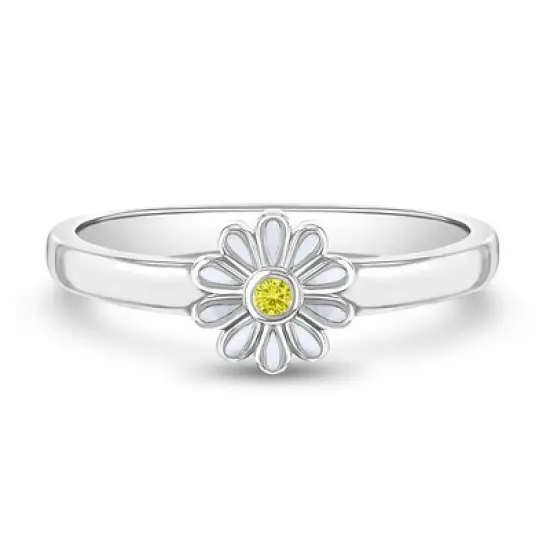 Girl's CZ Daisy Sterling Silver Ring - In Season Jewelry image {5}