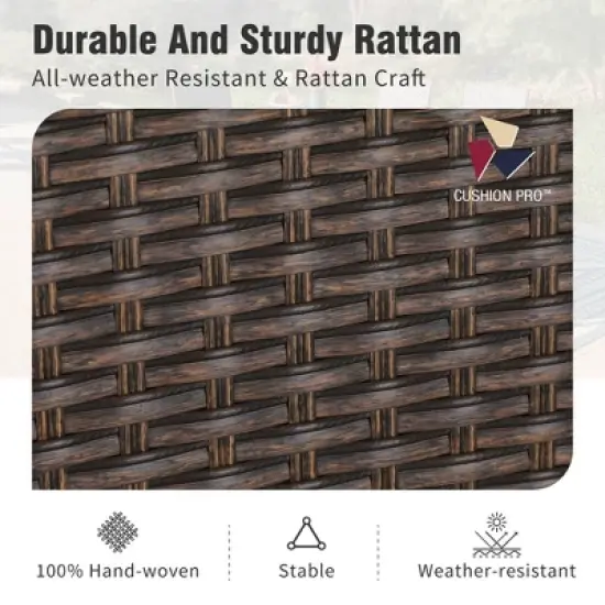 Captiva Designs 5pc Patio Dining Set Steel Frame Table with Umbrella Hole & Rattan Chairs with Removable Cushions image {8}