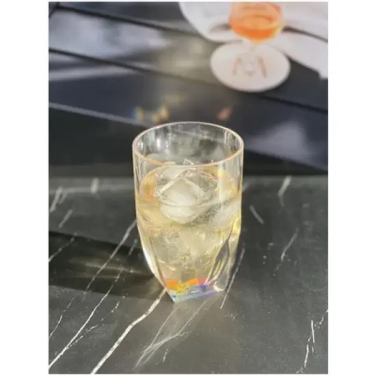 Rainbow Diamond Acrylic Glasses Drinking Set of 4 Hi Ball (17oz), Plastic Drinking Glasses, BPA Free, Drinkware Set, Drinking Water Glasses image {3}