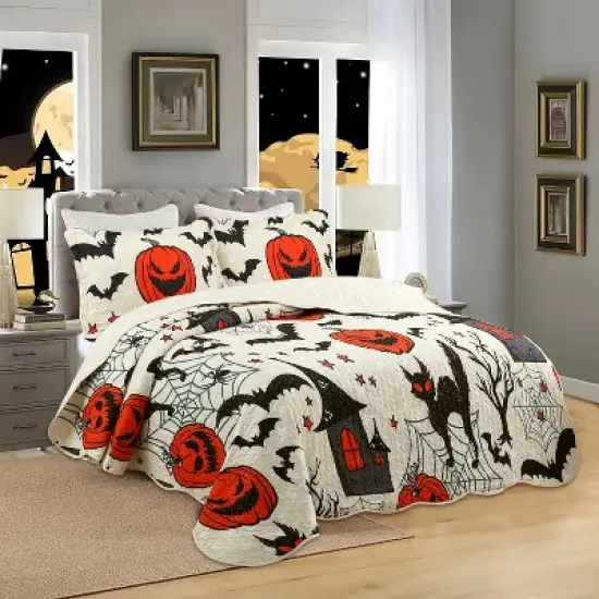 Marcielo Halloween Themed Quilt Bedspread Set image {1}