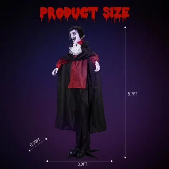 Slickblue 5.7ft Halloween Vampire Yard Decoration with LED Lights, Sound & Interactive Features image {6}